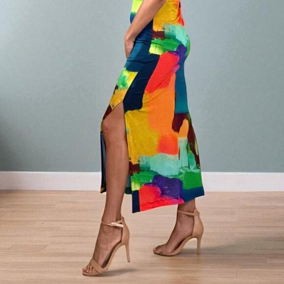 LENNY NIEMEYER ABSTRACT PRINT MULTI-COLOR MAXI DRESS - Picture 3 of 10